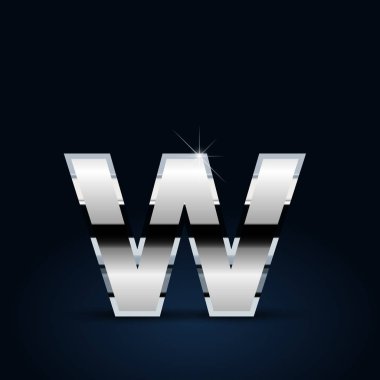 Krom Harf W küçük siyah arka plan üzerine