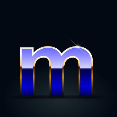 Siyah zemin üzerine mavi parlak metalik mektup M küçük