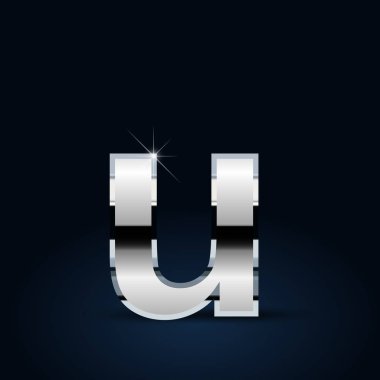 Siyah arka plan üzerine küçük U harfi krom