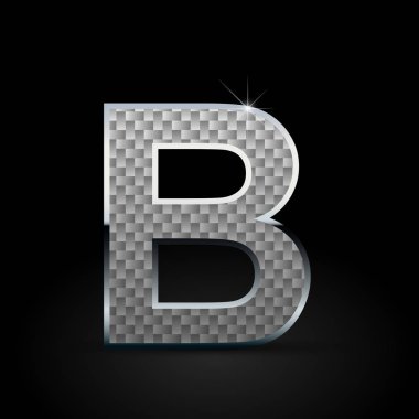 Beyaz karbon fiber siyah arka plan üzerine büyük B harfi
