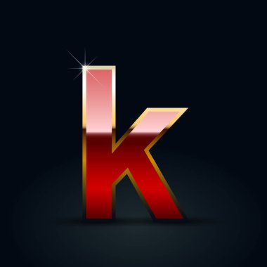 Siyah zemin üzerine kırmızı parlak metalik mektup K küçük