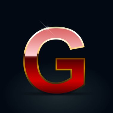 Kırmızı parlak metalik mektup G siyah arka plan üzerine büyük harf