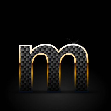 Siyah arka plan üzerine siyah karbon fiber harf M küçük