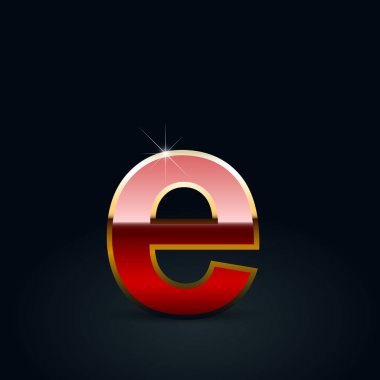 Siyah zemin üzerine kırmızı parlak metalik mektup E küçük