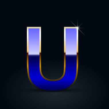 Mavi parlak metalik siyah arka plan üzerine büyük U harfi