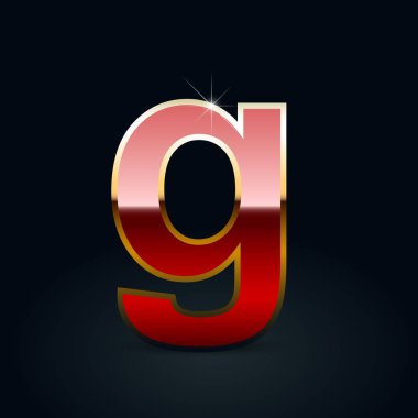 Siyah zemin üzerine kırmızı parlak metalik mektup G küçük