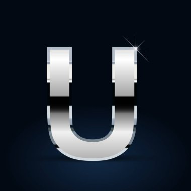 Siyah arka plan üzerine büyük U harfi krom
