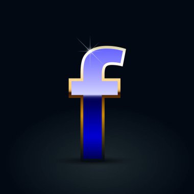 Mavi parlak metalik mektup F küçük siyah arka plan üzerine