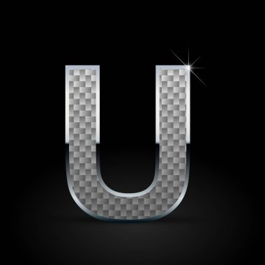Beyaz karbon fiber siyah arka plan üzerine büyük U harfi