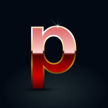 Siyah zemin üzerine kırmızı parlak metalik mektup P küçük