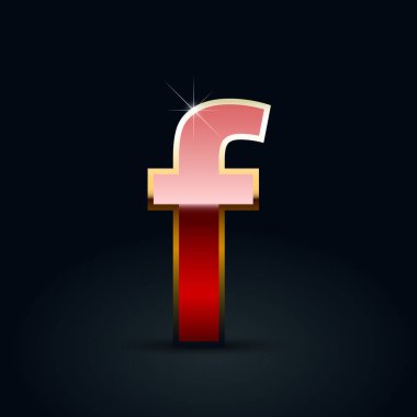 Siyah zemin üzerine kırmızı parlak metalik mektup F küçük