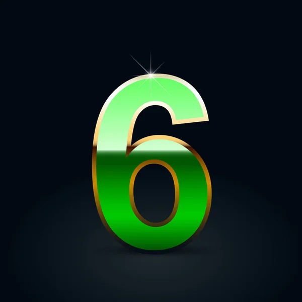 Zelený Lesklý Kovový Číslo Černém Pozadí — Stockový vektor