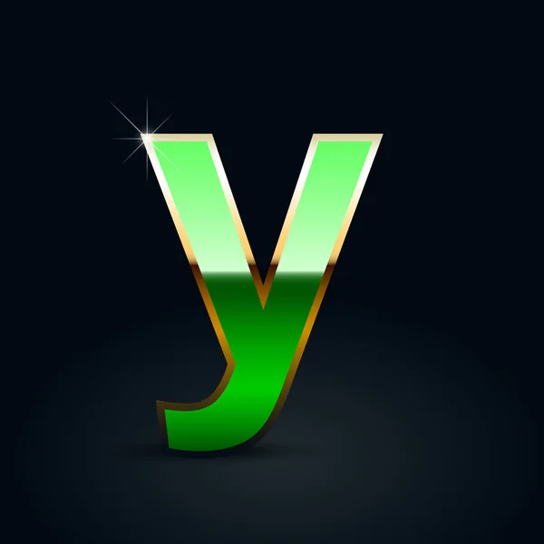 Vert Brillant Métallique Lettre Minuscule Sur Fond Noir — Image vectorielle