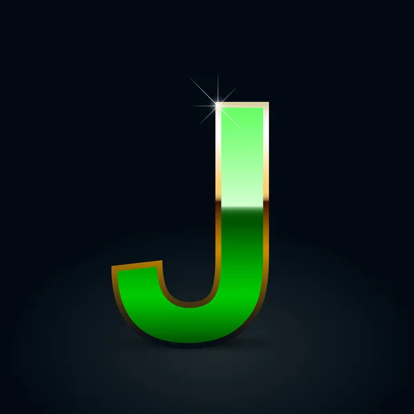 Vert Brillant Métallique Lettre Majuscule Sur Fond Noir — Image vectorielle