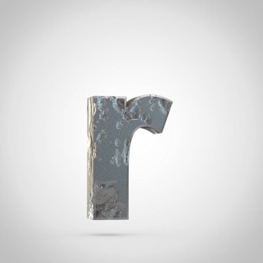 Metal harf R beyaz arka plan üzerinde küçük kırık