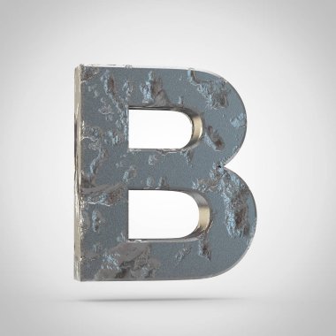 Metal harf B beyaz arka plan üzerinde büyük kırık