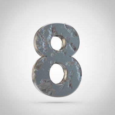 Beyaz arka plan üzerinde kırık metal sayı 8