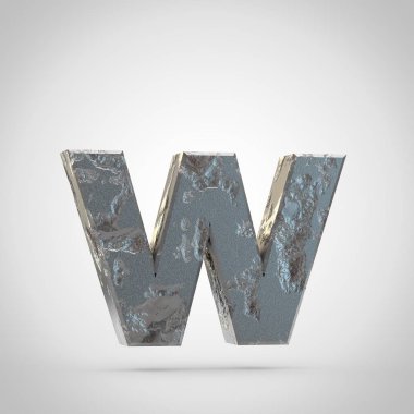Metal harf W küçük beyaz arka plan üzerinde kırık