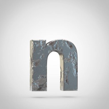Metal harf N beyaz arka plan üzerinde küçük kırık