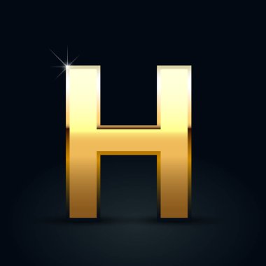 Siyah arka plan üzerine izole altın harf büyük harf H