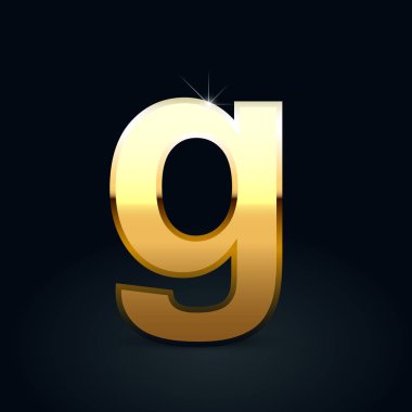 Altın harf G küçük siyah arka plan üzerine izole