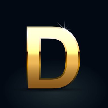 Altın harf D büyük siyah arka plan üzerine izole