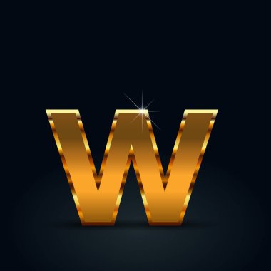Koyu altın harf W küçük siyah arka plan üzerine izole