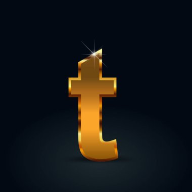 Koyu altın harf T küçük siyah arka plan üzerine izole