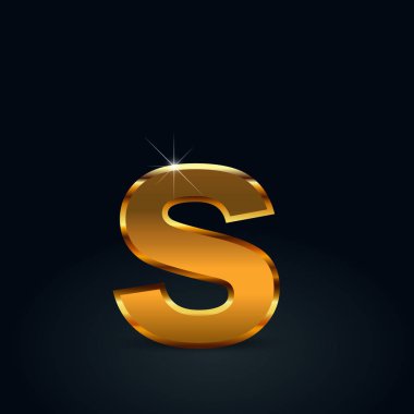 Koyu altın harf S küçük siyah arka plan üzerine izole