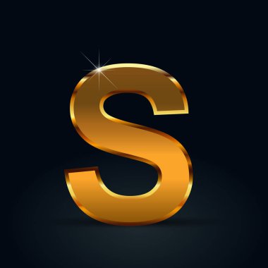 Siyah arka plan üzerine izole koyu altın harf büyük harf S