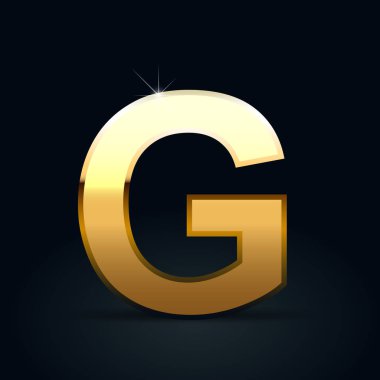 Altın harf G büyük siyah arka plan üzerine izole