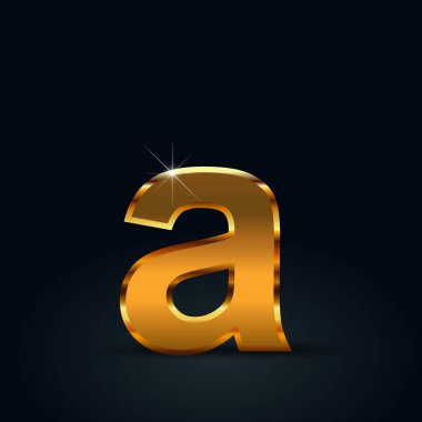 Koyu altın siyah arka plan üzerine izole bir küçük mektup