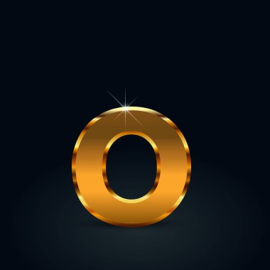 Koyu altın harf O küçük siyah arka plan üzerine izole