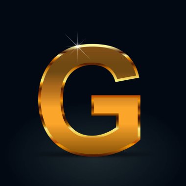 Siyah arka plan üzerine izole koyu altın harf büyük harf G