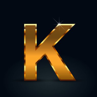 Siyah arka plan üzerine izole koyu altın harf büyük harf K