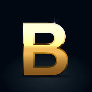 Altın harf B büyük siyah arka plan üzerine izole