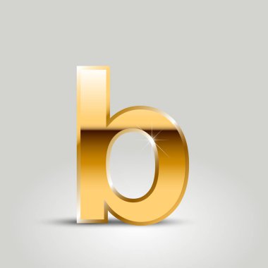 Altın mektup b küçük yazı tipi beyaz arka plan üzerinde izole 