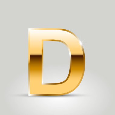 Altın harf d büyük yazı tipi beyaz arka plan üzerinde izole. 