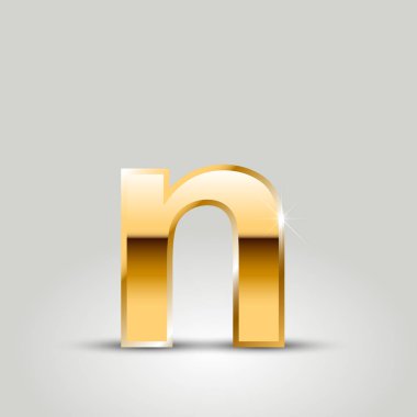 Beyaz arka plan üzerinde izole altın harf n küçük yazı tipi 