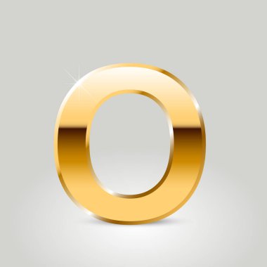 Altın harf o büyük yazı tipi beyaz arka plan üzerinde izole 