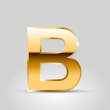 Altın mektup b büyük yazı tipi beyaz arka plan üzerinde izole 