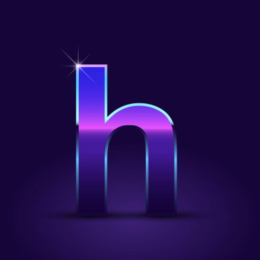 Parlak metalik 80s retro tarzı s küçük yazı tipi koyu mor zemin üzerine mektup 