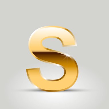 Altın harf s büyük yazı tipi beyaz arka plan üzerinde izole 