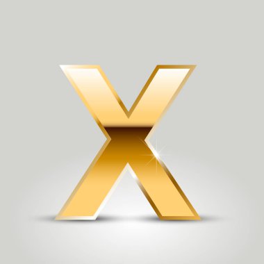 Altın harf x beyaz arka plan üzerinde izole büyük yazı tipi 