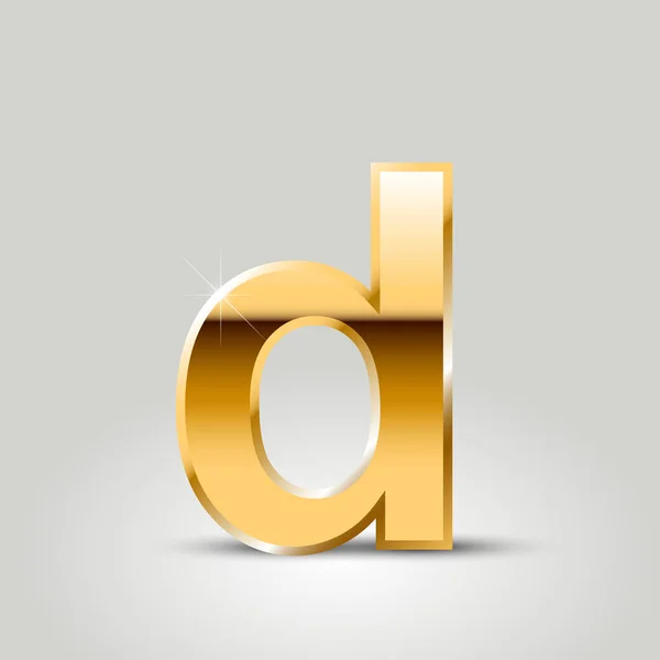 Golden Letter Lowercase Fonte Isolada Fundo Branco — Vetor de Stock