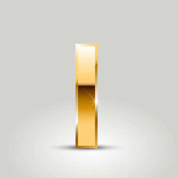 Goldener Buchstabe Kleinbuchstabe Isoliert Auf Weißem Hintergrund — Stockvektor