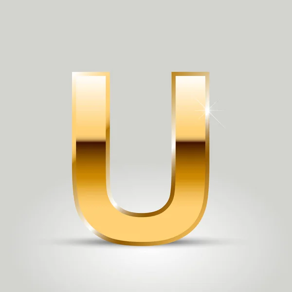 Gouden Brief Hoofdletters Lettertype Geïsoleerd Witte Achtergrond — Stockvector