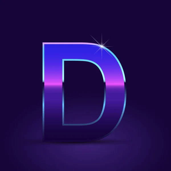 Shiny Metallic 80S Retro Stijl Letter Hoofdletters Lettertype Donkere Violette — Stockvector