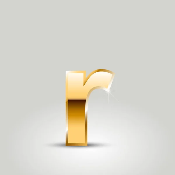 Golden Letter Lowercase Fonte Isolada Fundo Branco —  Vetores de Stock