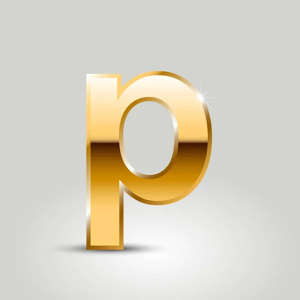 Golden Letter Lowercase Fonte Isolada Fundo Branco —  Vetores de Stock